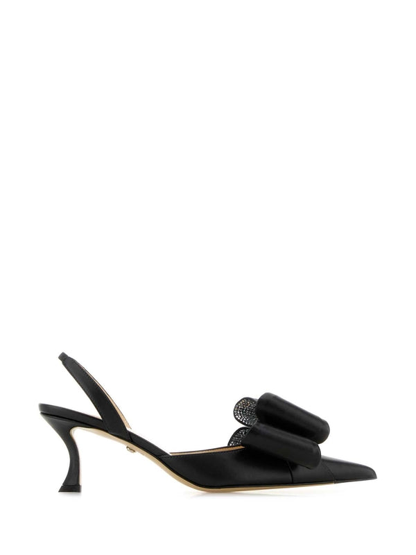 Double Bow Leather Slingback Heelss