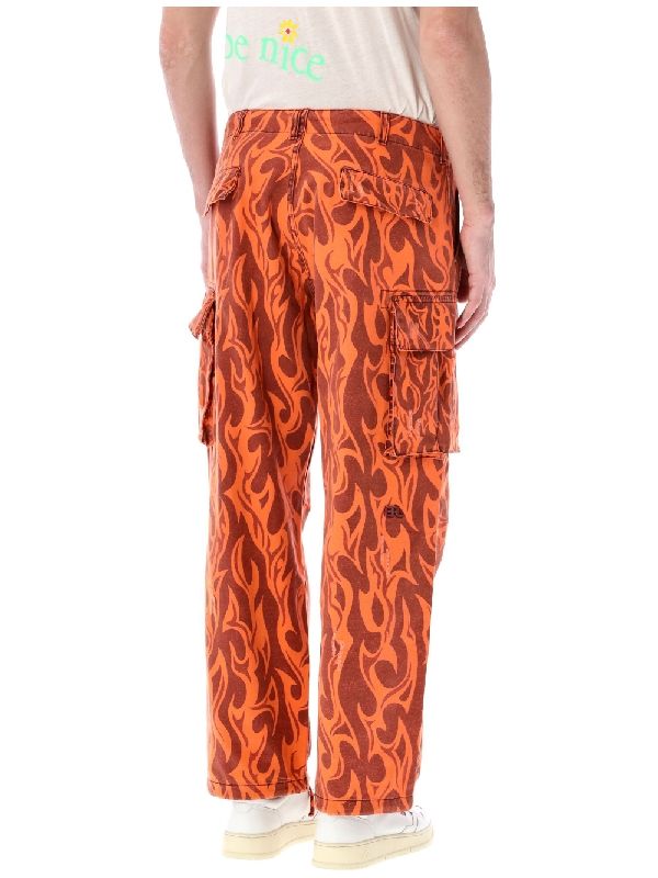 Flame Printed Cotton Cargo Pants