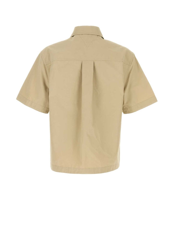 Beige Nylon Cotton Short Sleeve Shirt