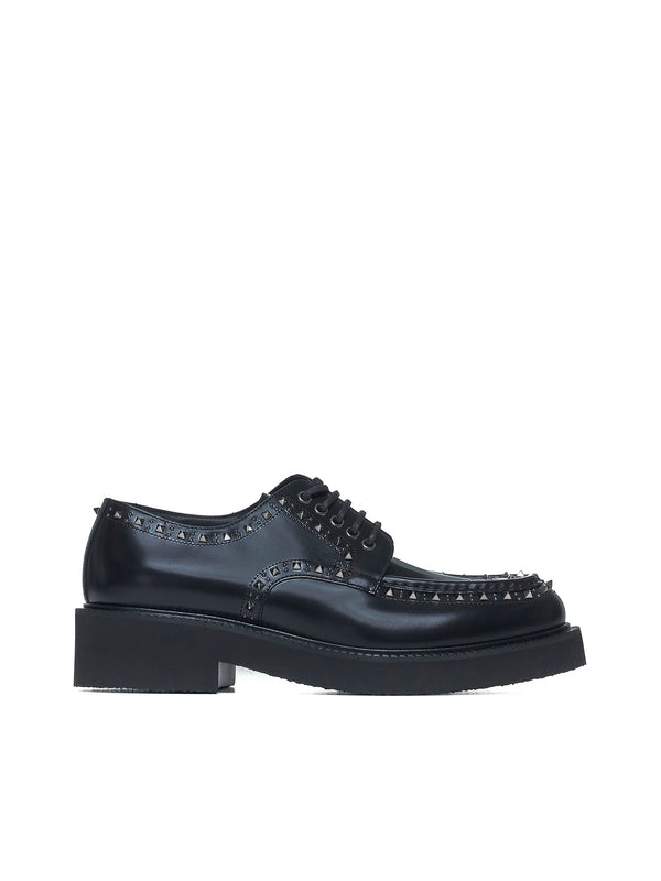Rockstud Leather Lace-Up Shoes