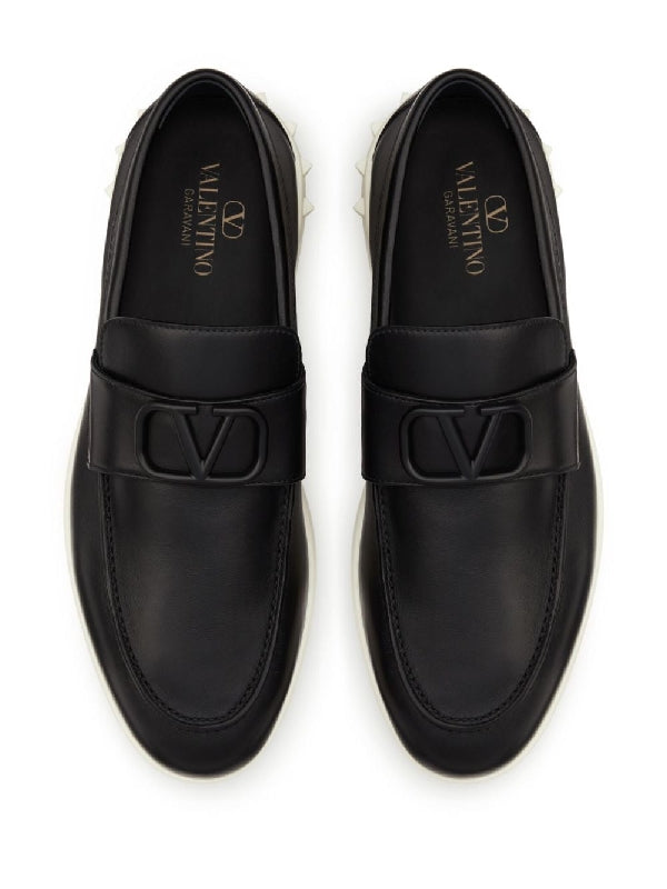 V Logo Stud Sole Loafers