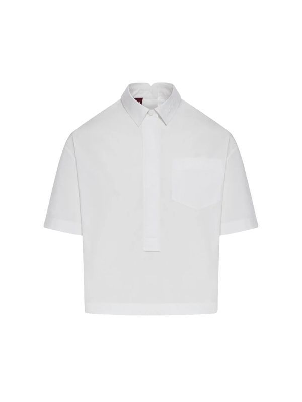 Chest Pocket Back Slit Short-sleeve Shirt