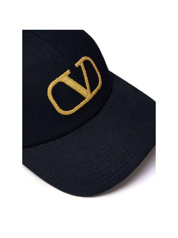 V Logo Embroidered Cotton Ballcap