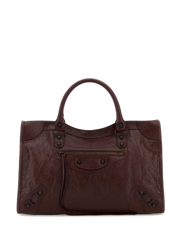 Balenciaga City Medium Burgundy Tote Bags
