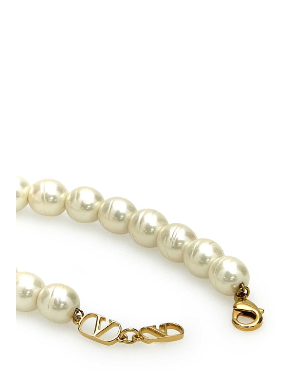 Coeur Metal Logo Enamel Pearl Bracelet