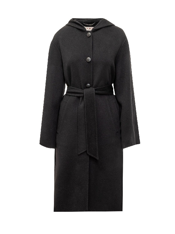 Belted Single Hooded Coat