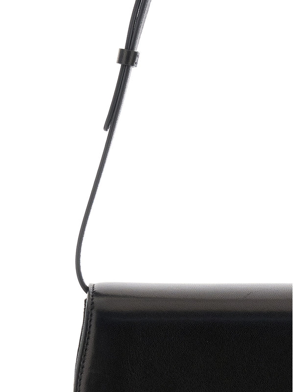 'Canteen' Black Shoulder Bag with Adjustable Shoulder Strap in Leather Woman Crossbody & Shoulder Bags