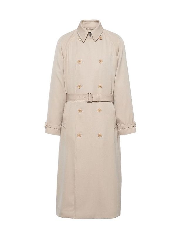 Back Triangular Logo Wool Trench Coat