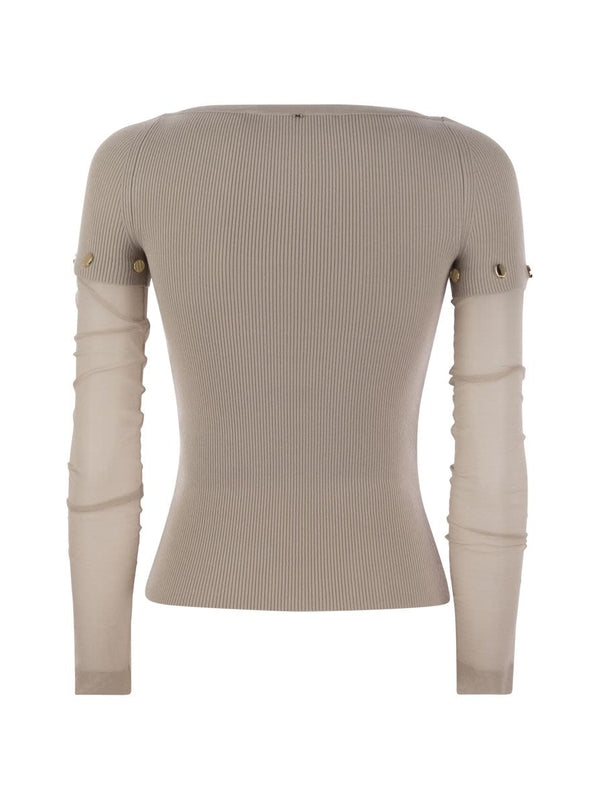 Alcide Sheer Sleeve Panel Long Sleeve Top