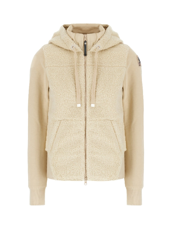 Moegi Fleece Panel Zip-Up Hoodie Jacket