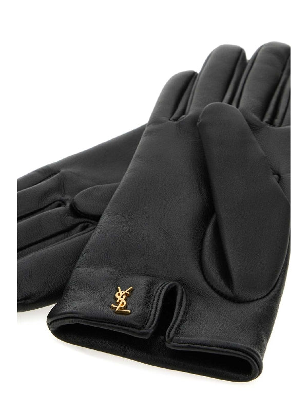 Monogram Detail Leather Gloves