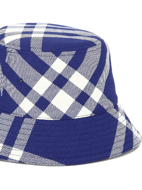 Check Wool Blend Bucket Hat