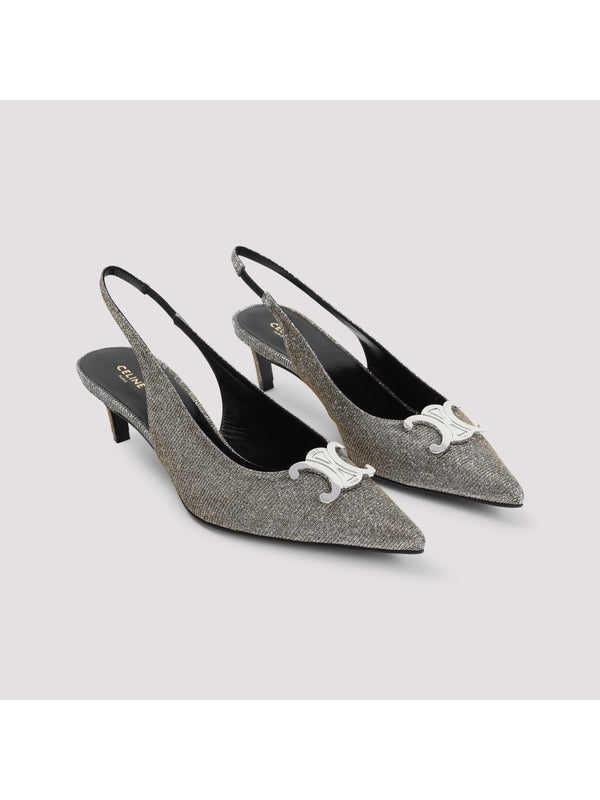 Triomphe Logo Leather Slingback Heels