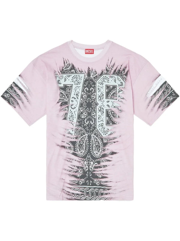 Paisley Printing Cotton Short Sleeve T-Shirt