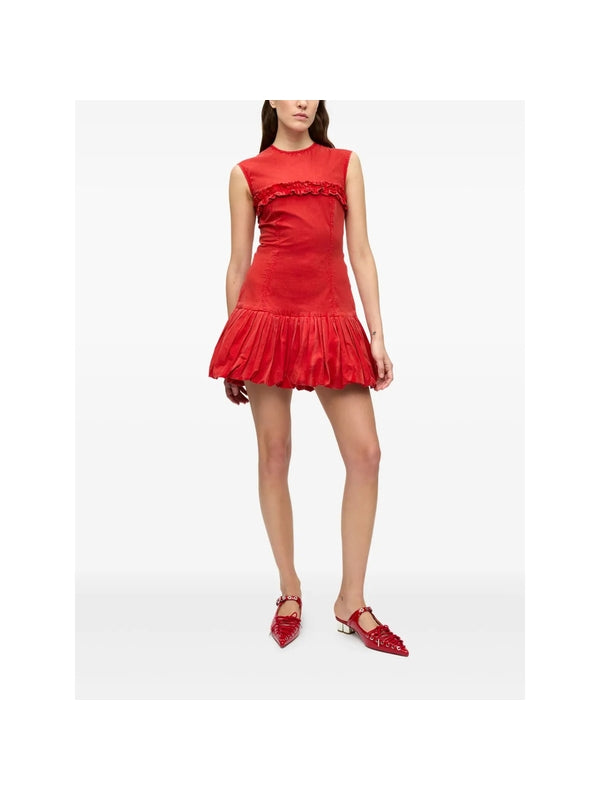 Washed Cotton Ruffle Dress