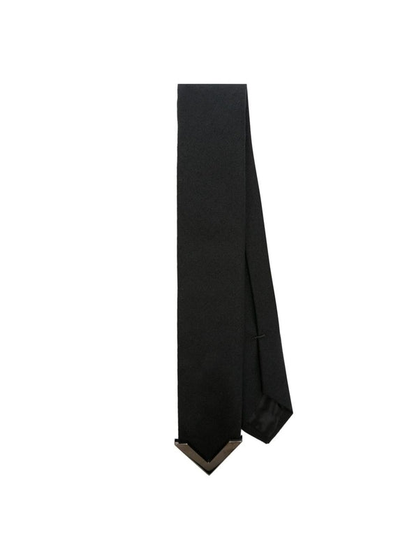 V Logo Wool Silk Tie