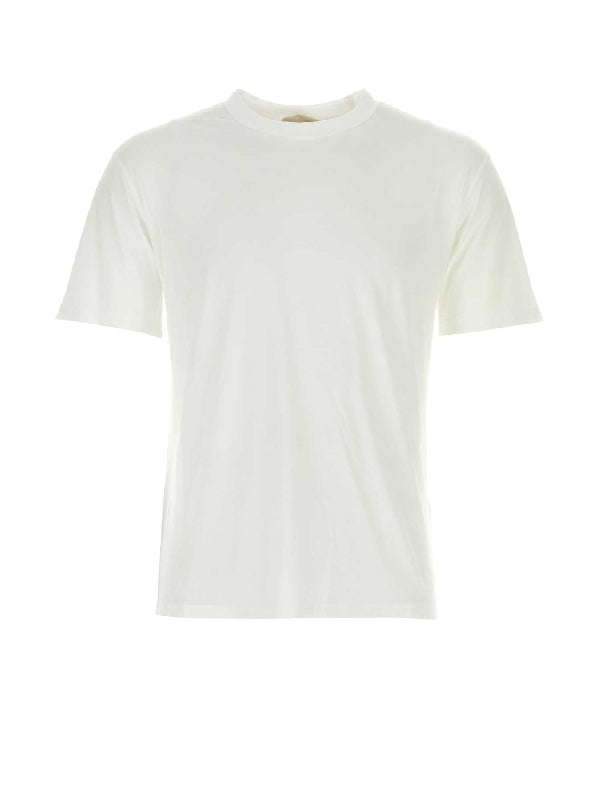 White Cotton Crewneck Short Sleeve
  T-shirt