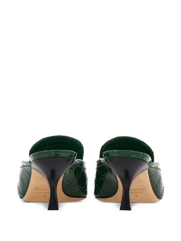 New Vara Croc Embossed Mule Heel