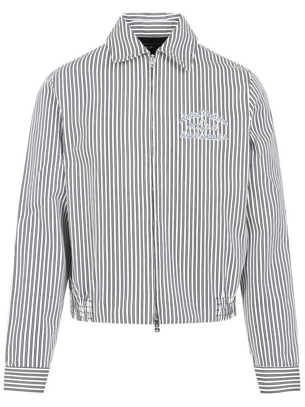 Striped Logo Patch Zip-Up Jacket