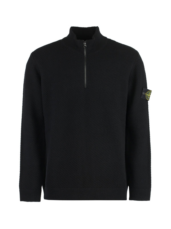 Wappen Patch Half Zip-Up Wool Knit