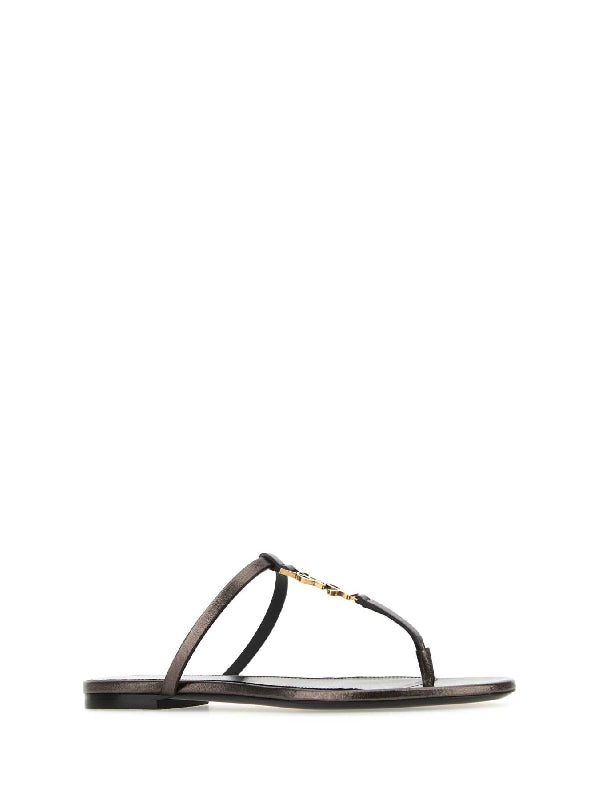 Cassandre Metal Logo Lambskin Sandals