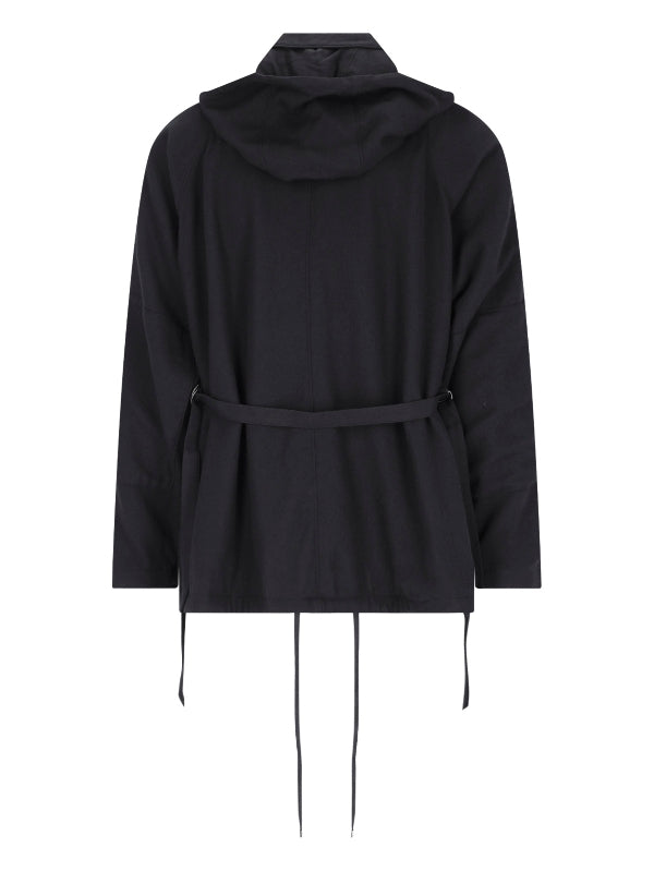 Drawstring Wool Hoodie Anorak Jacket