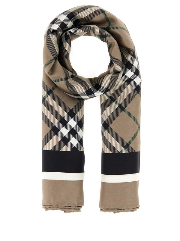 Burberry Beige Checked Silk Mufflers