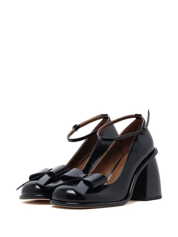 Oversized Bow Detail Leather Pumps