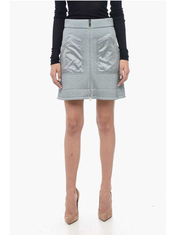 MONCLER - Quilted Detail Nylon Skirt - Jente