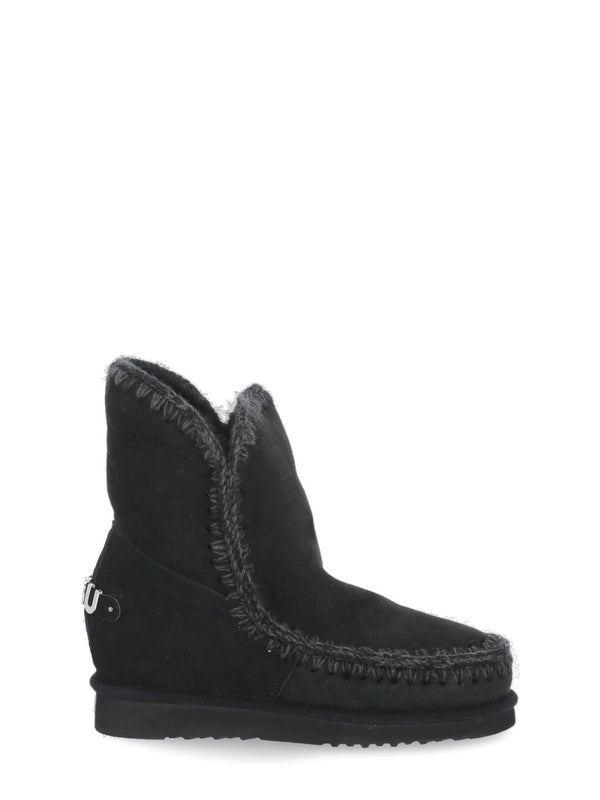 Metal Logo Suede Ankle Boots