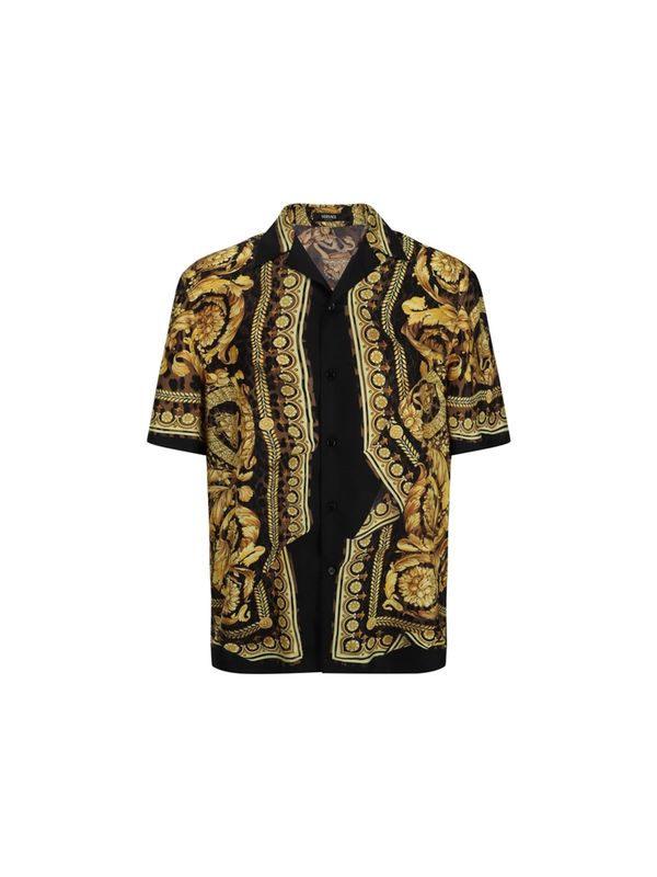 Allover Baroque Silk Short Sleeve Shirt