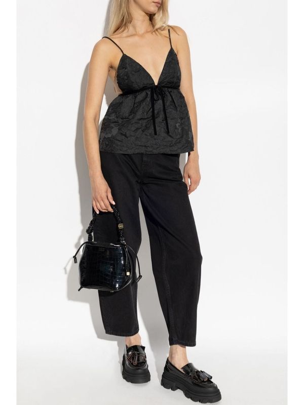 黑色棉质牛仔裤