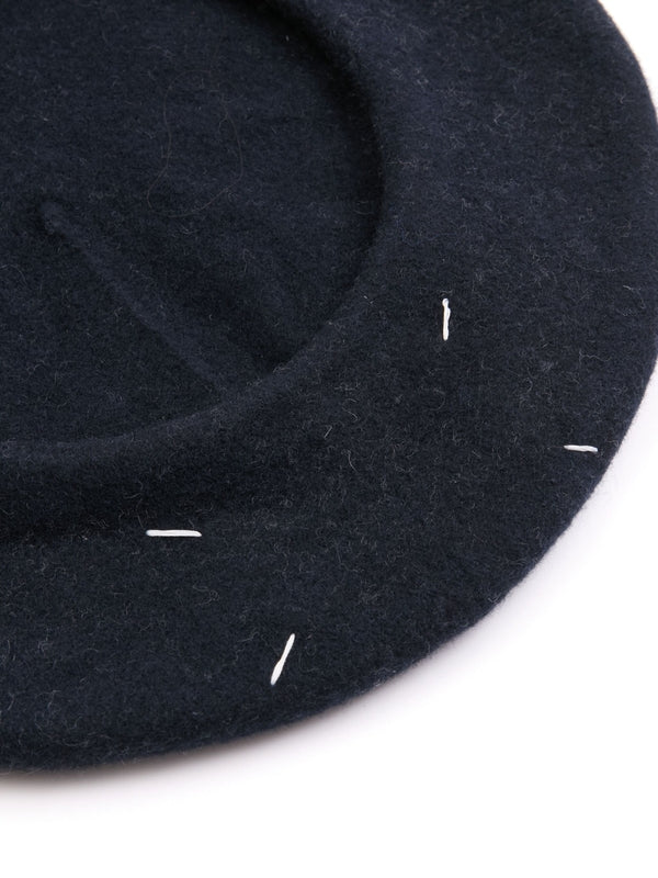 Stitch Detail Wool Beret