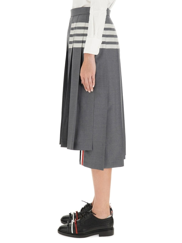 4-Bar Wool Pleated Skirt