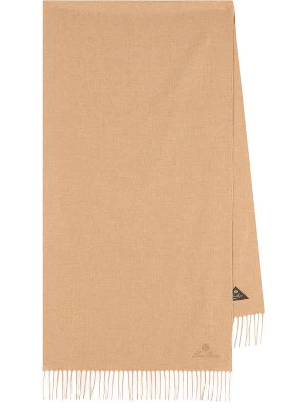 Logo Detail Fringe Cashmere Scarf