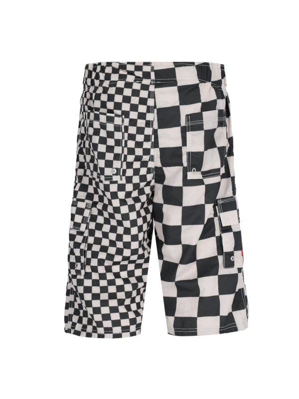 Checkerboard Printing Swim Shorts