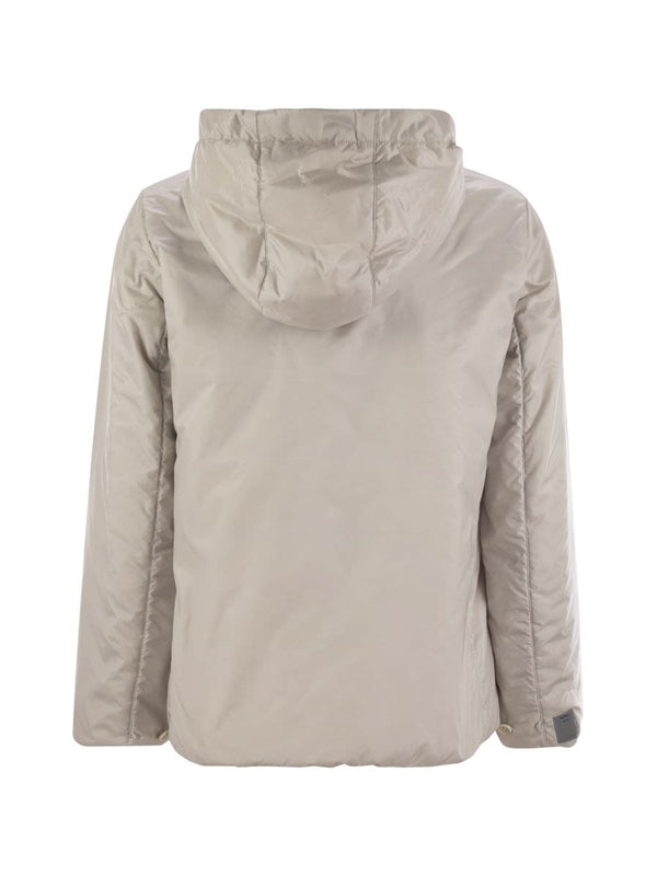 Drawstring Hooded Zip-Up Nylon Jacket