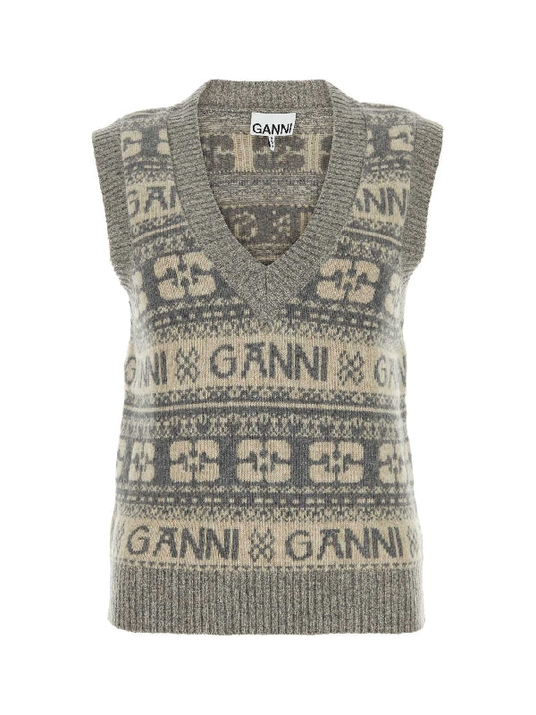 Multi Logo Stripe Knit Vest