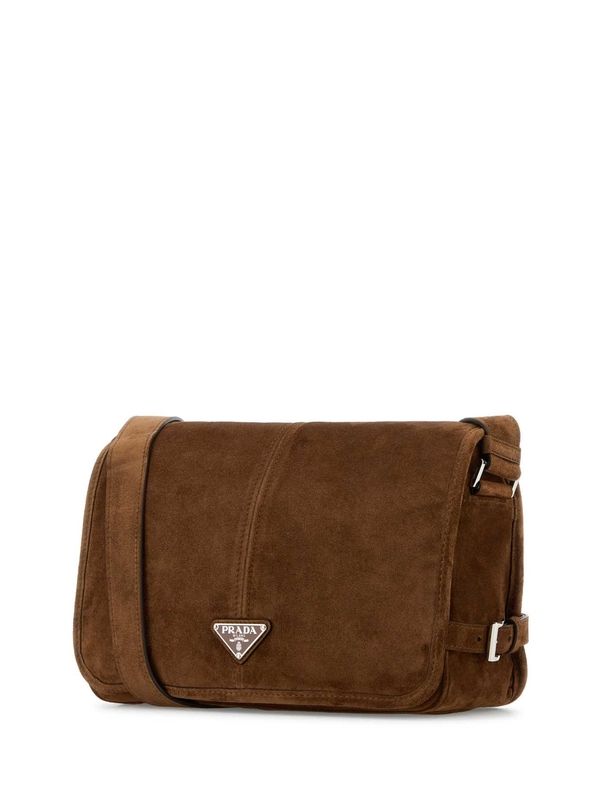 Triangle Logo Suede Cross Bag