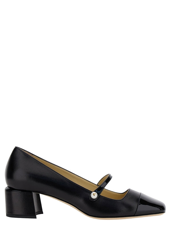'Elisa 45' Black Pumps with Pearl Detail in Patent Leather Woman Pumps Heels