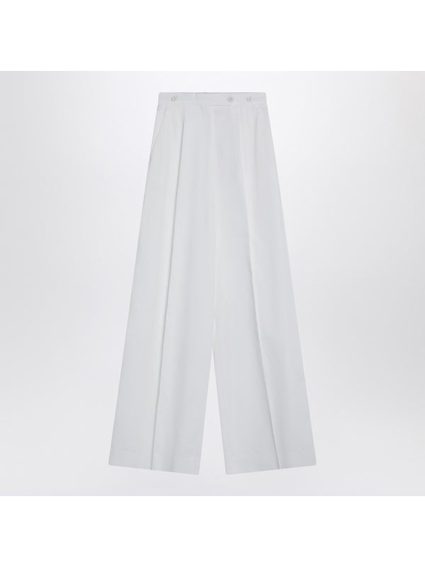 4g Logo Pleated Cotton Trousers