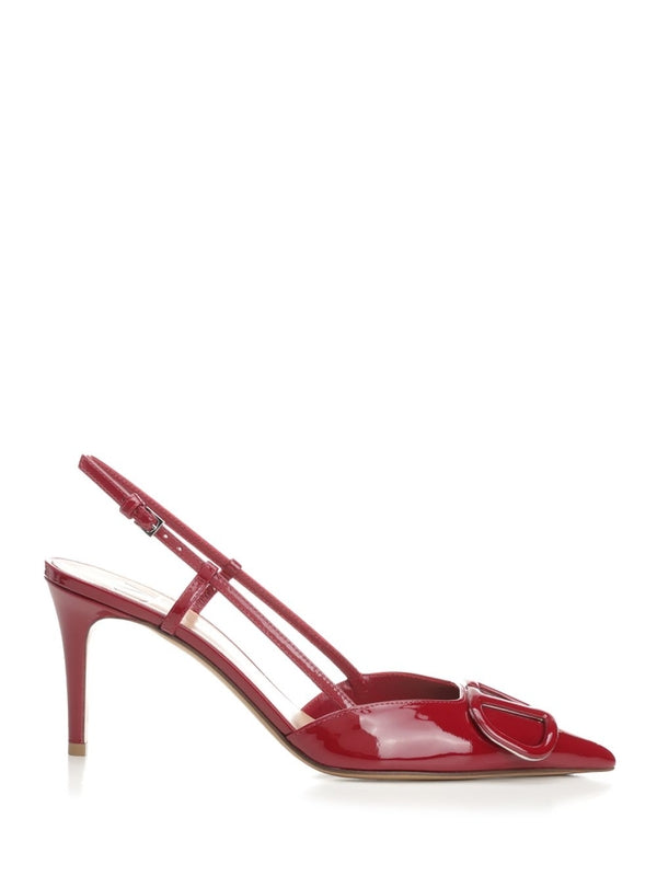 V Logo Signature Leather Slingback Heels