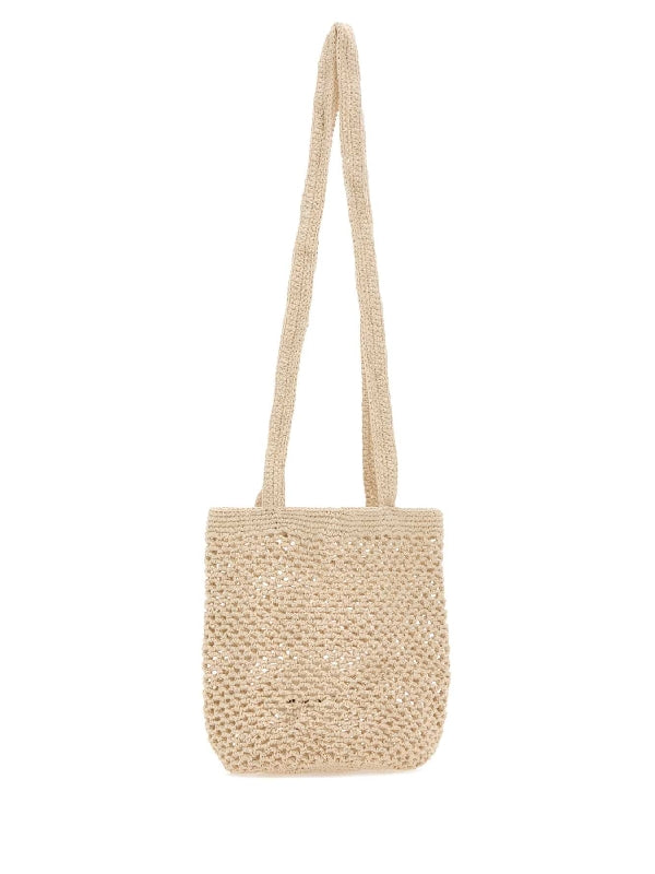 Fishman Beige Cotton Shoulder Bag