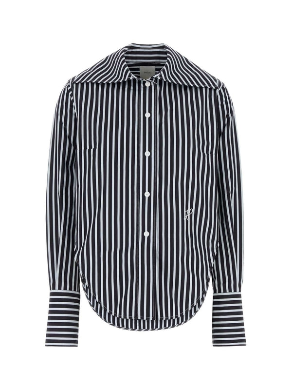 Logo Embroidered Stripe Cotton Shirt
