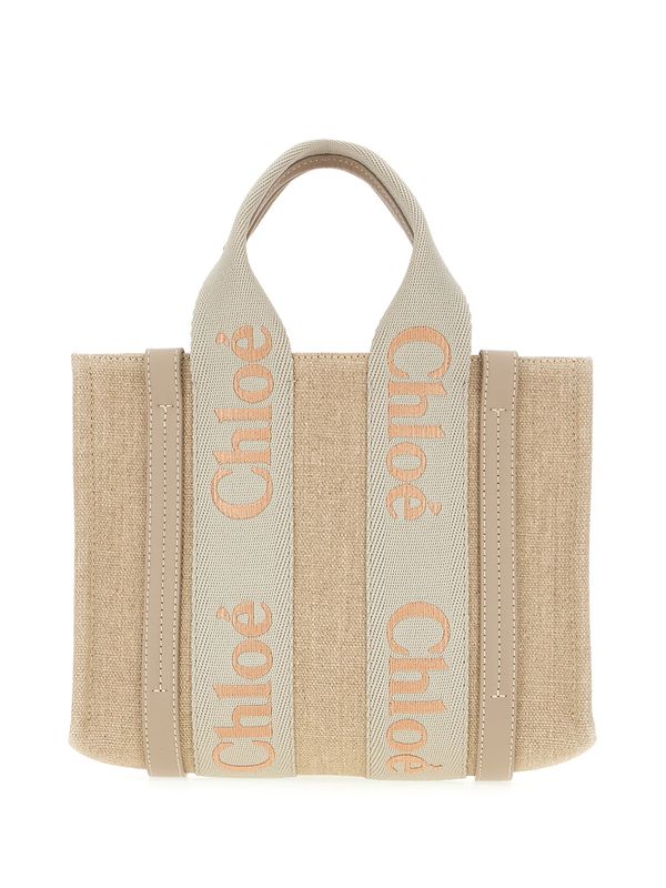 Woody Logo Linen Tote Bag