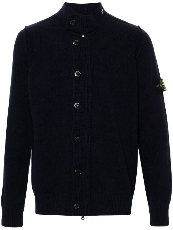 Wappen Patch High Neck Wool Cardigan