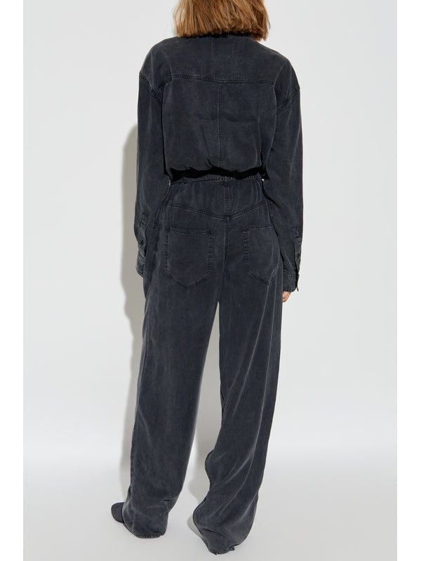 Opaige Belt Detail Denim Jumpsuit