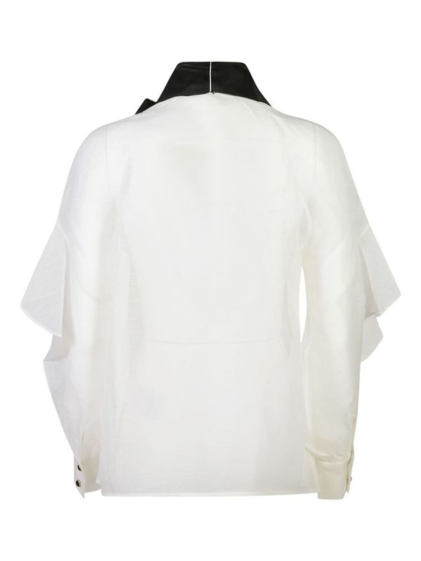 Bow Detail Linen Silk Shirt