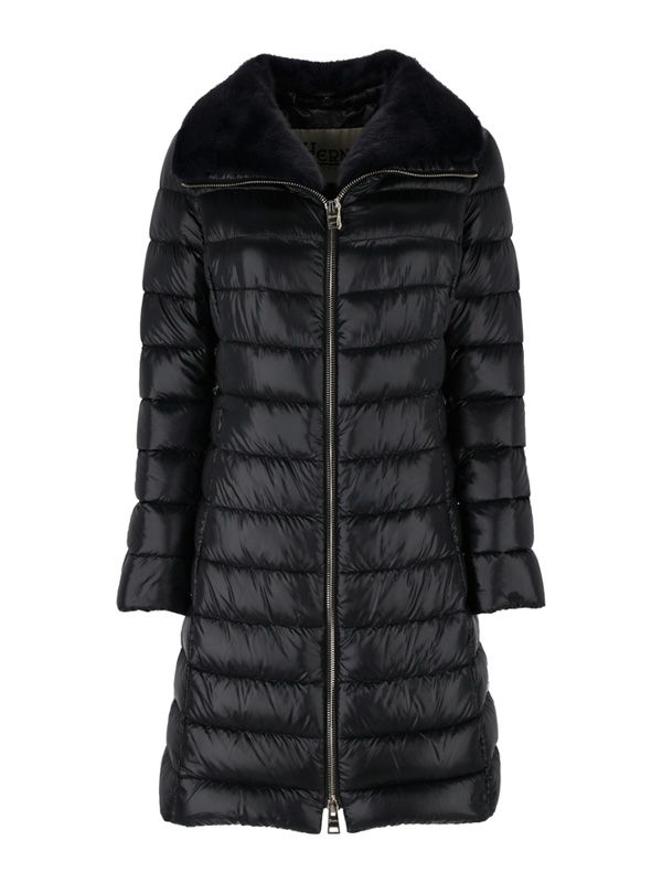 Shearling Collar Quilted Long Padded Jacket