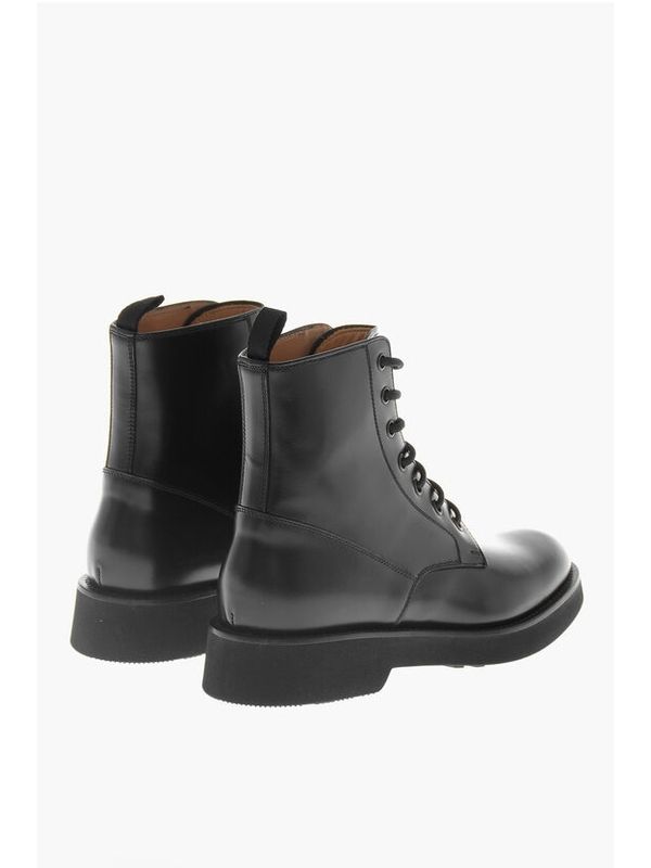 Black Calfskin Lace-Up Boots